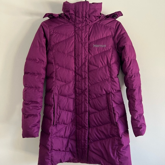 MARMOT Varma purple down filled winter coat size small - Picture 1 of 13
